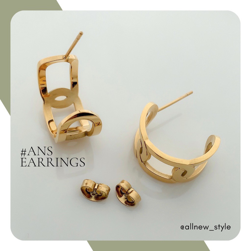 Bông tai thép titan mạ vàng 18K Allnewstyle