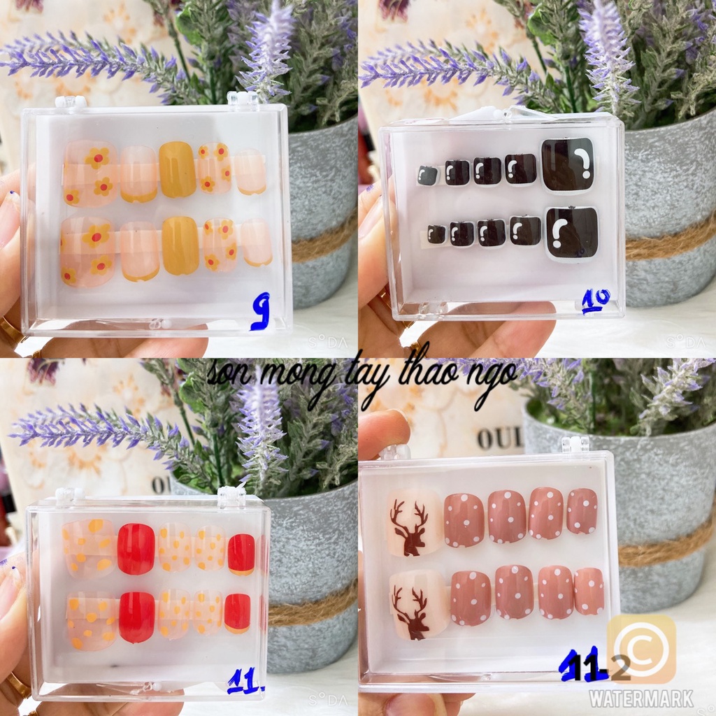 (hàng mới về) Nail Box ❤️Set 10 Móng Chân Giả Nailbox Tặng Keo Dán Móng