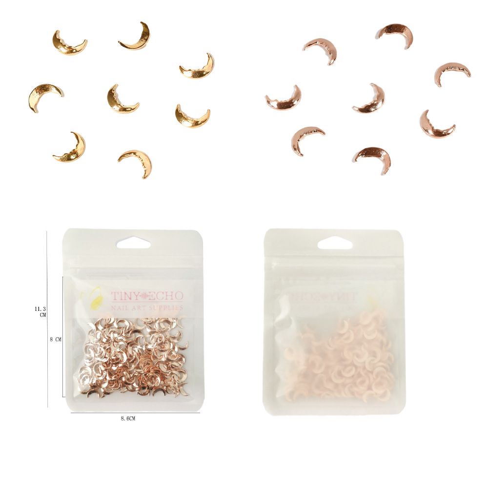 [Hàng mới về] Set 100 phụ kiện trang trí móng tay hình trăng khuyết màu hồng kiểu Nhật Bản