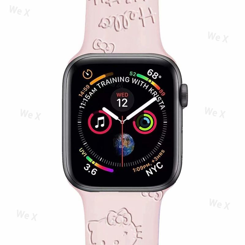 Dây Đeo Đồng Hồ Bằng Silicone Hình Mèo Kitty Cho Apple Watch 38mm 40mm 41mm 42mm 44mm 45mm Series 8 7 6 SE 5 4 3 2 1