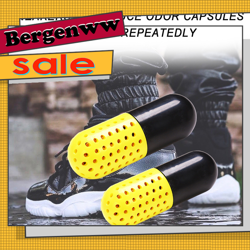 Bergenww_my 2Pcs Deodorant Capsule Shape Reusable ABS Shoes Smell Remover for Sneakers