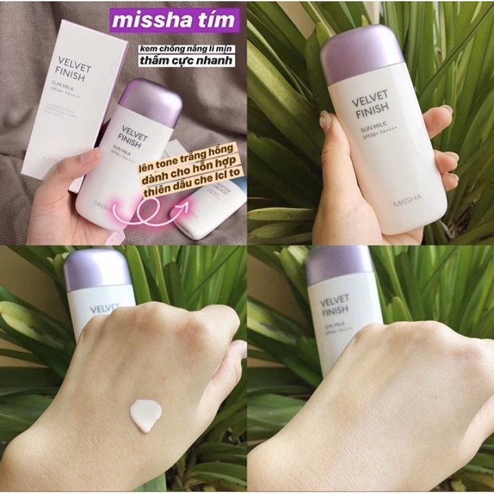 Kem chống nắng Missha Velvet Finish Sun Milk SPF 50+ PA++++ 70ml giúp kiềm dầu và nâng tông da - Yumi Beauty