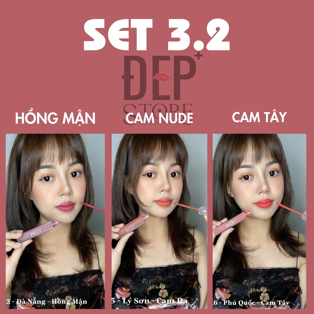 Set 3 Son Kem Lì Sgirls By M.O.I Chất Nhung lì - Nhiều Dưỡng - Mềm Mịn 4g