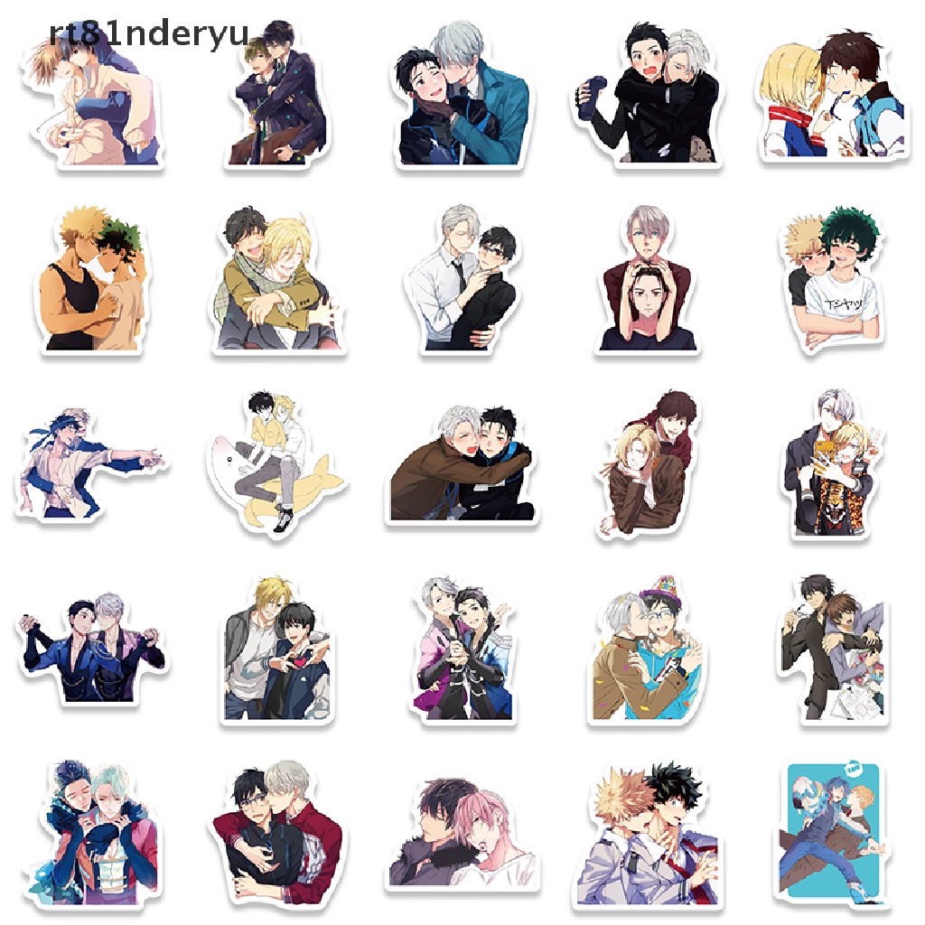 Set 50 Sticker Anime BL; yaoi rt81nderyu Nhật Bản Dán Ba Lô Laptop Ván Trượt Đồ Chơi VN