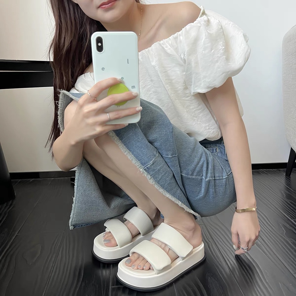 Dép Nữ Quai Ngang 2 Quai Bánh Mì Cao 3cm QC Cao Cấp TRINH LÊ SHOP GIÀY DÉP