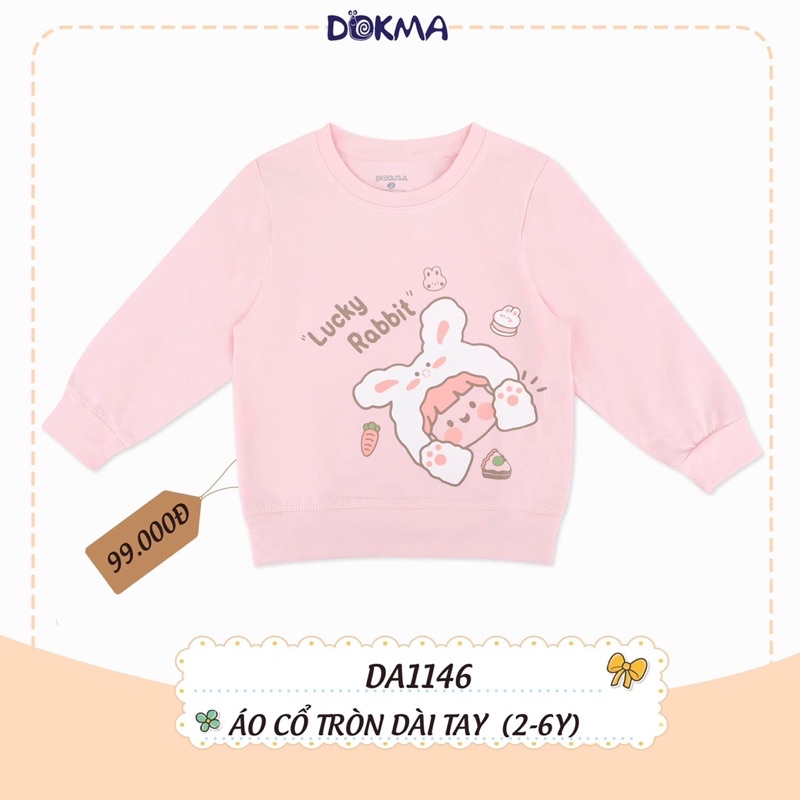 Áo cổ tròn dài tay bé gái Dokma