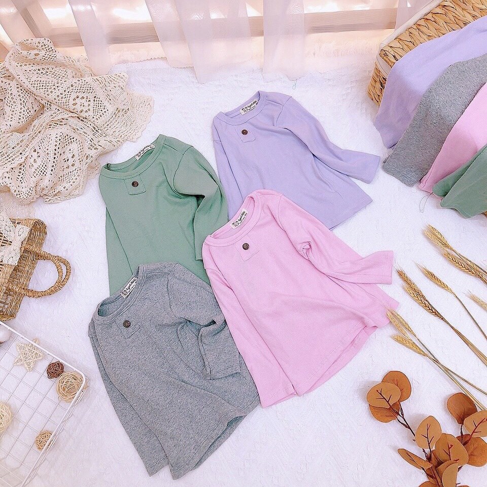 Bộ dài tay bé trai bé gái vải cotton tăm gân co giãn mềm mịn thấm hút mồ hôi tốt bộ thu đông cho bé