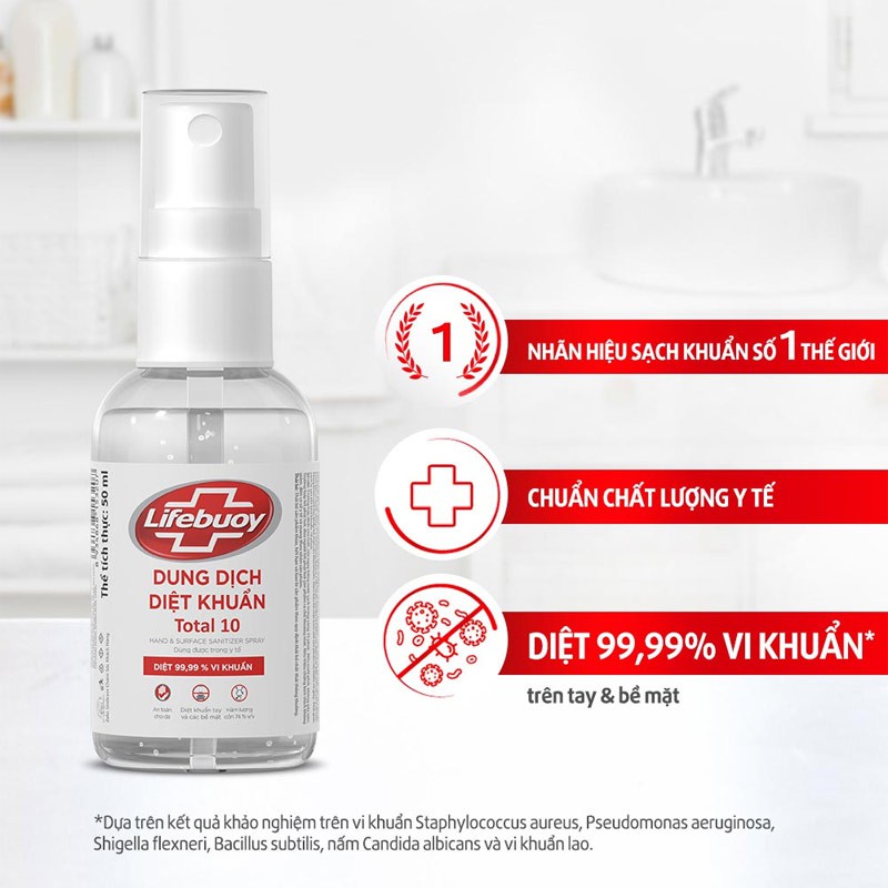 Nước Rửa Tay Khô Lifebuoy Diệt Khuẩn Total 10 50ml