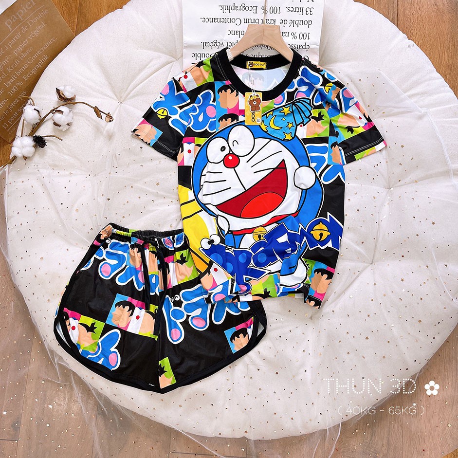 Bộ Ngủ Pijama Thun Lạnh 3D Cao Cấp Tay Ngắn Quần Đùi Họa Tiết Hoạt Hình Dễ Thương P2 | BigBuy360 - bigbuy360.vn