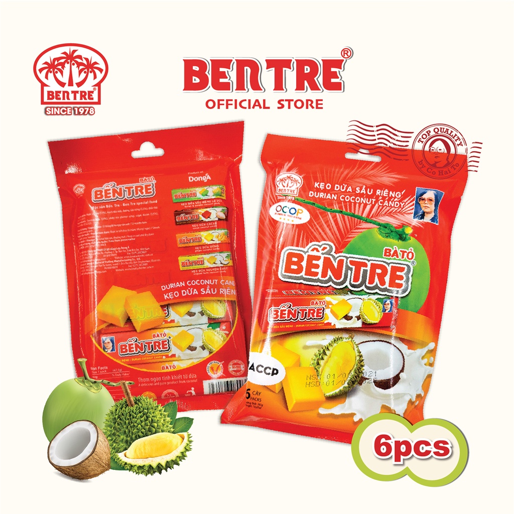 Kẹo dừa Bến Tre Hai Tỏ vị Sầu riêng