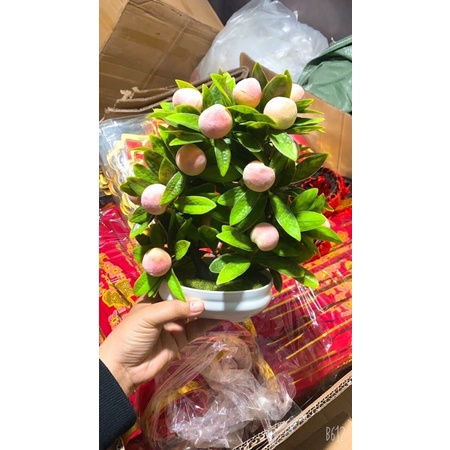 Chậu cây đào giả trang trí bàn/nhà cửa/sân vườn