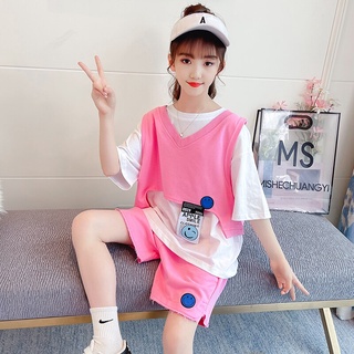 Set áo ngắn tay và quần short phong cách Hàn Quốc mùa hè 2021 dành cho bé gái
