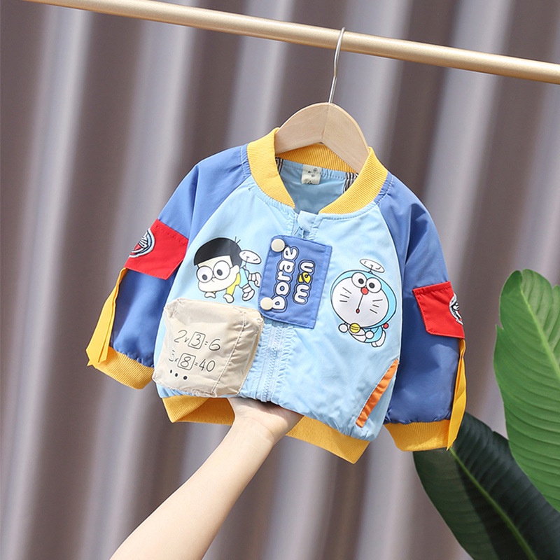 Áo khoác bóng chày in hình Doraemon đáng yêu thoải mái dành cho bé