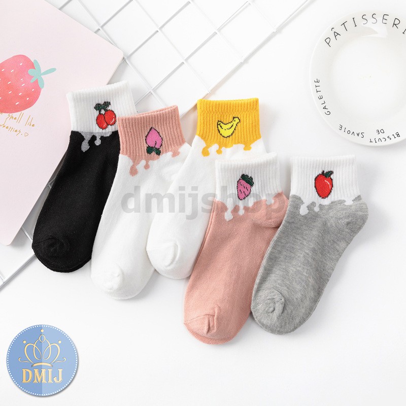 [Mã FAMARAL1 giảm 10K đơn 50K]Set 5 đôi tất nữ cổ thấp nhiều màu vớ nữ cổ thấp họa tiết hoa quả TTD01 T75