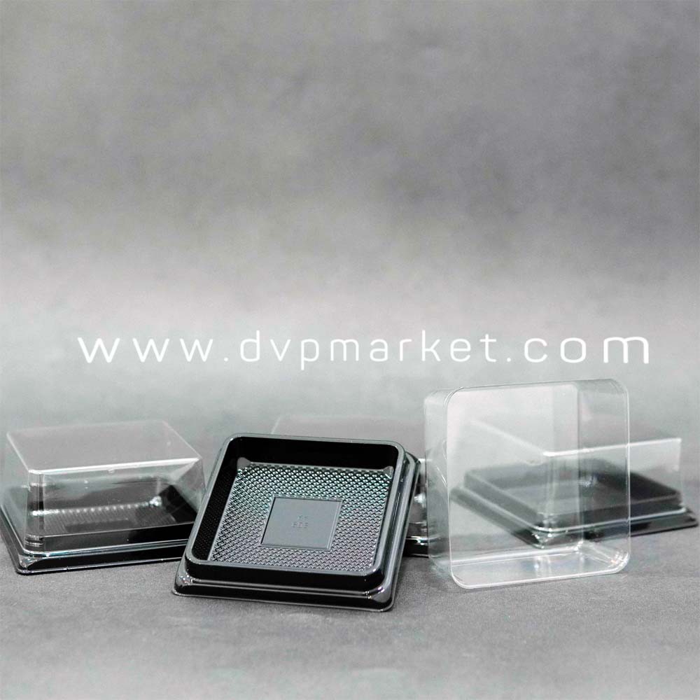 Hộp nhựa vuông đế đen - vàng cao cấp 75g (XY65S) và 125g (XY80S)