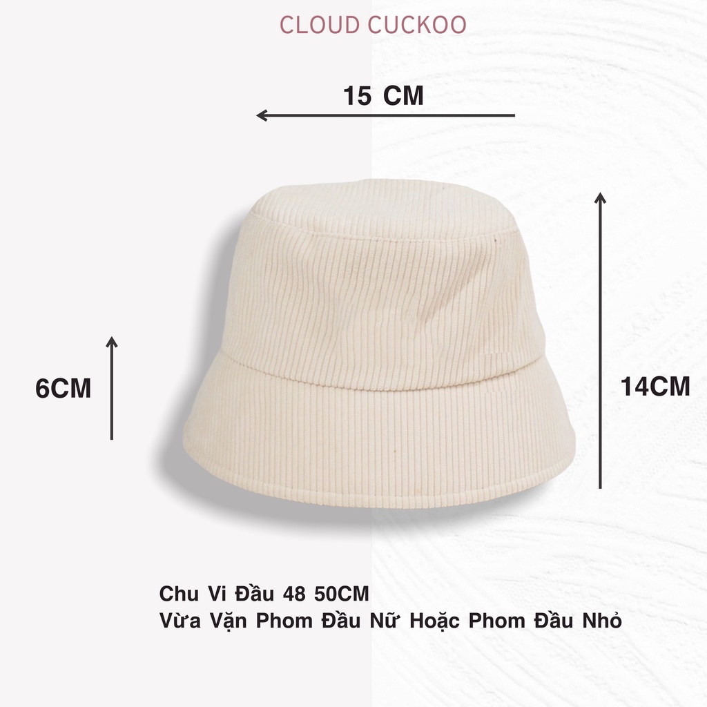 Mũ Bucket Nhung Tăm Trơn Basic Phom Mũ Vừa Đầu Với Người Việt Nam - Mã Số: MBK0311
