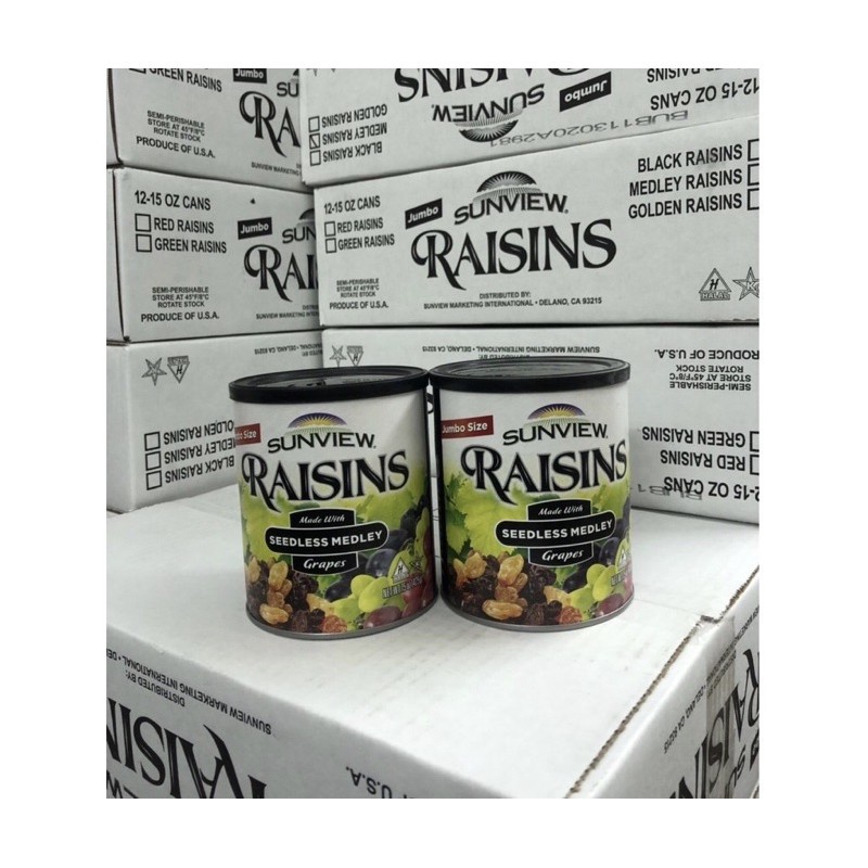 Nho Khô Sunview Raisins Mỹ Thập Cẩm 3 Màu Hộp 425G