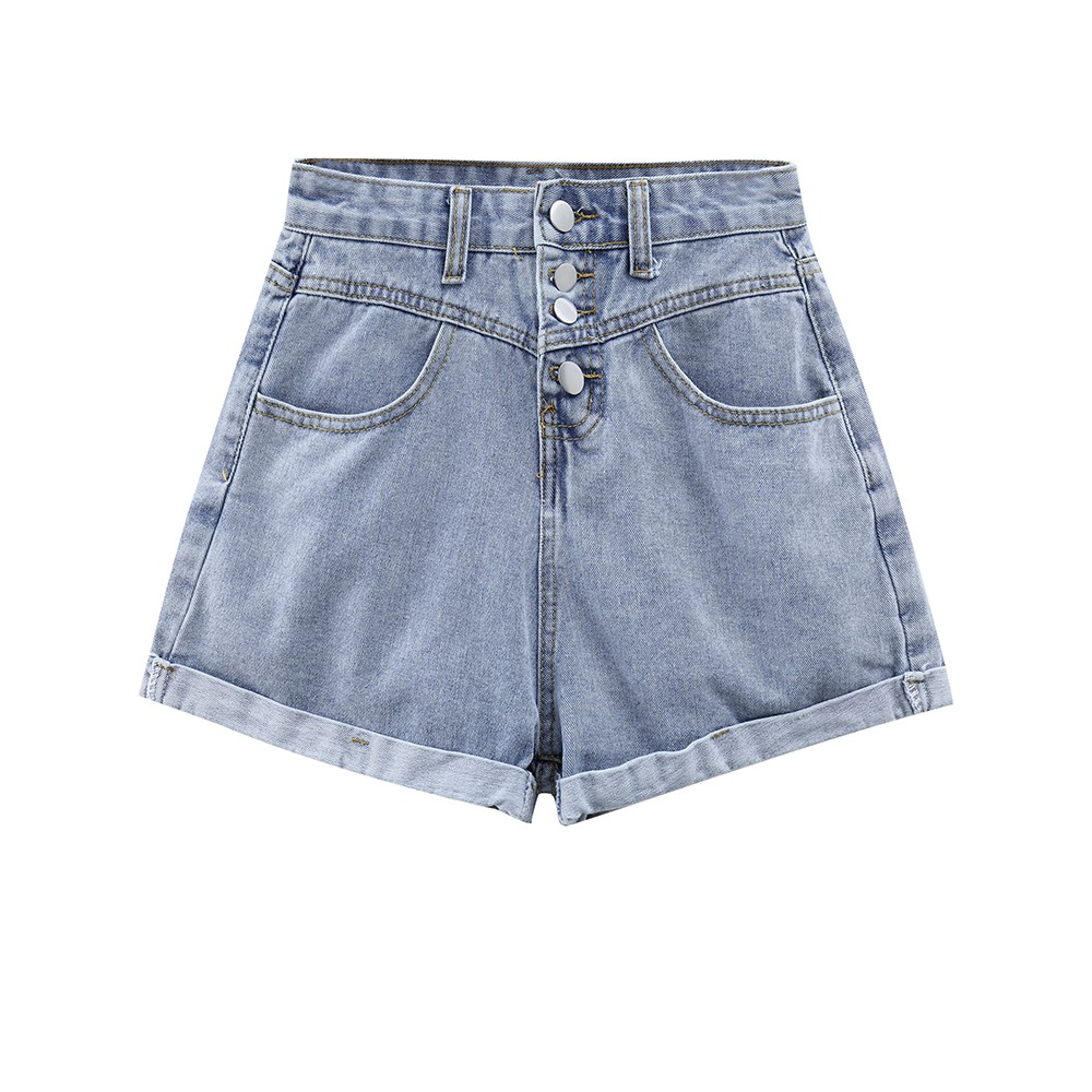Xiaozhainv Quần short denim eo cao ống rộng phong cách Hàn Quốc | BigBuy360 - bigbuy360.vn