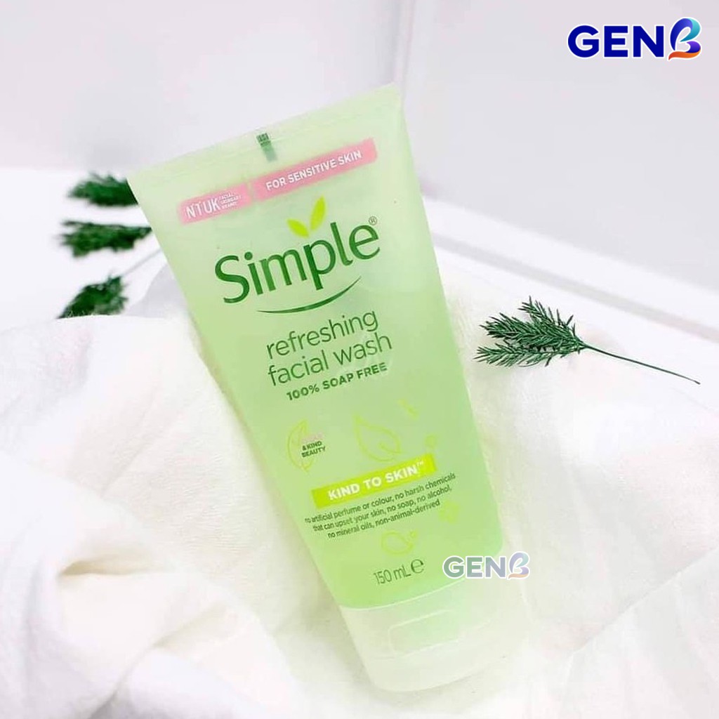 Sữa Rửa Mặt Cho Da Dầu Mụn Da Nhạy Cảm Simple CHÍNH HÃNG+ Bông Tẩy Trang Ipek 130miếng Srm Gel Rửa Mặt SIMPLE Combo GENB