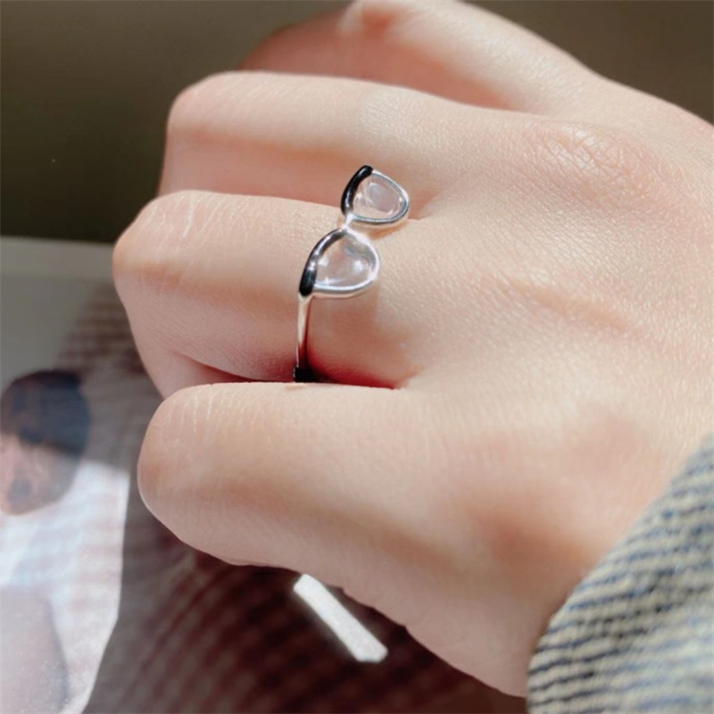 Nhẫn Đeo Tay Mặt Hình Mắt Kính Dễ Thương Thời Trang Nhật Hàn