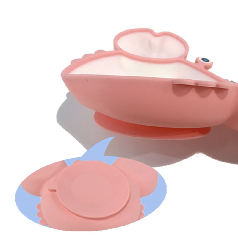 Tô Ăn Chia Ngăn Bằng Silicon Chống Trượt Hình Cua Hoạt Hình Dễ Thương Cho Bé Sơ Sinh