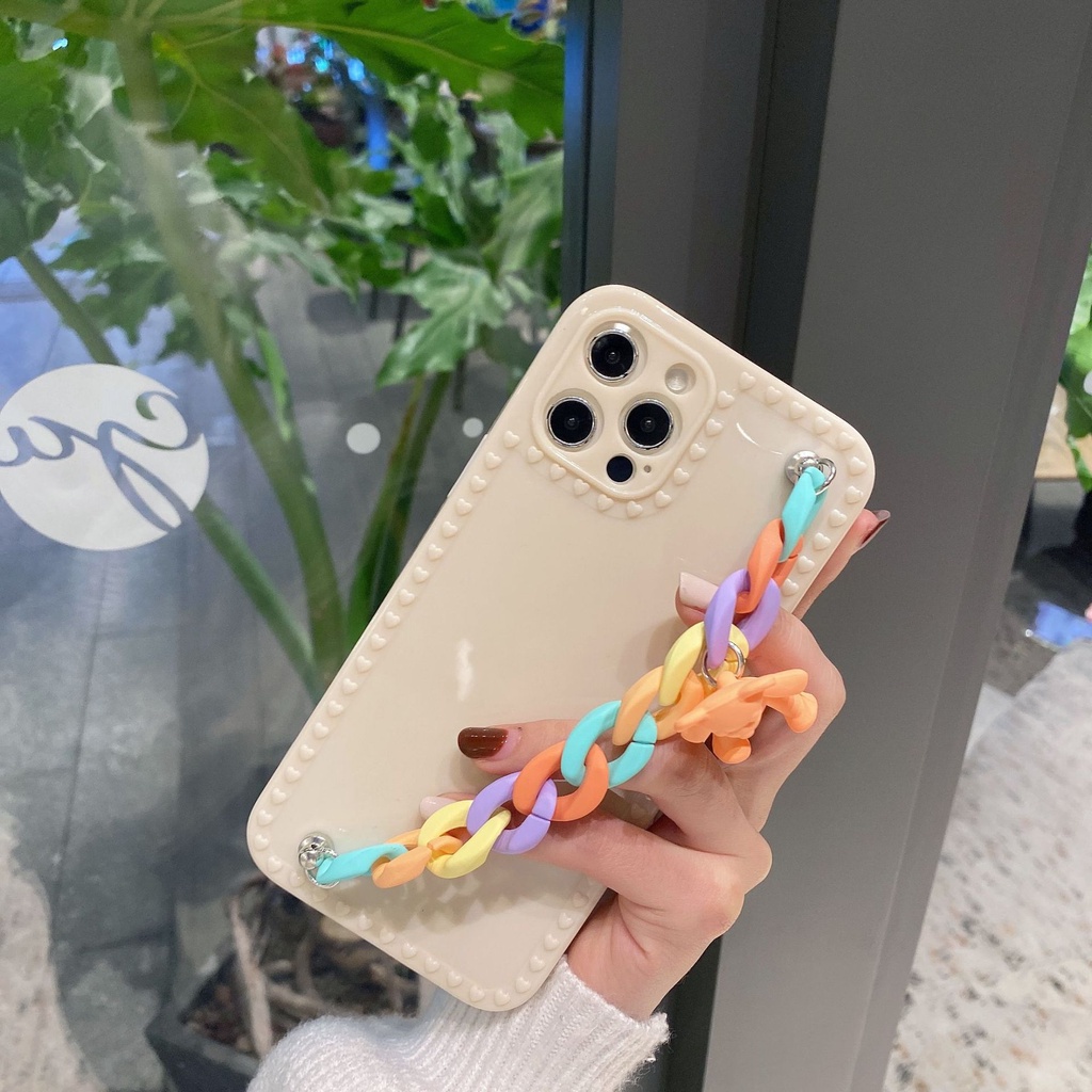 Ốp lưng iphone cạnh tim kèm móc 6 6plus 7plus 8plus X Xs max 11 11promax 12 12pro 12promax 13 13pro 13promax DT18