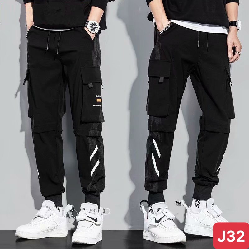 Quần jogger nam túi hộp bo chân màu đen không rách chất kaki cao cấp co dãn 4 chiều, quần baggy thể thao nam ADO22 mới