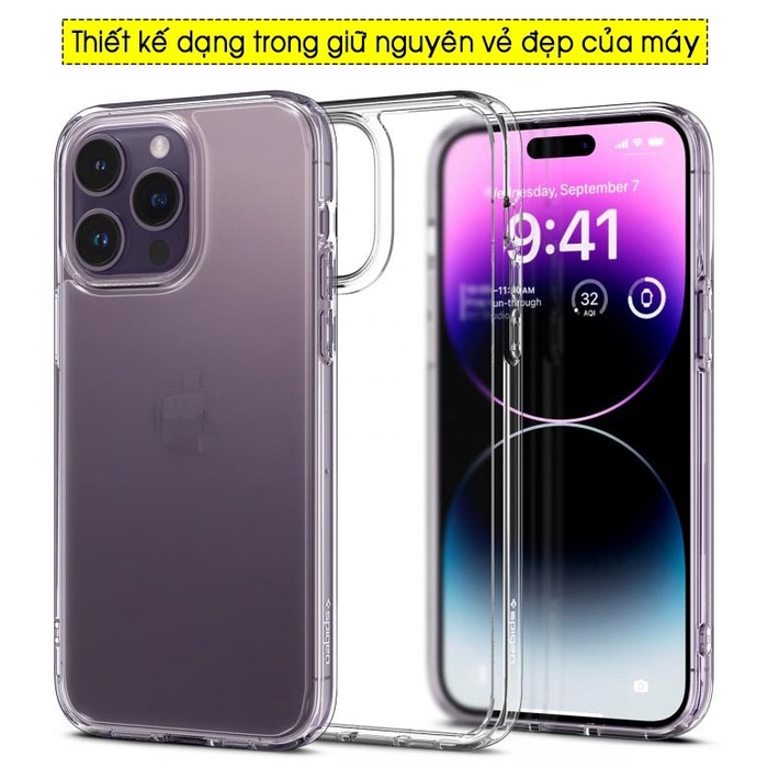 Ốp lưng IP 14 Pro Max / 14 Pro Spigen Ultra Hybrid Frost lưng nhám