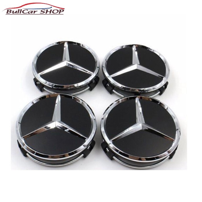 Bộ 4 nắp chụp mâm bánh xe 75mm cho xe hơi Mercedes-Benz C E S CLA GLA GLE GLC B A 180 200 260 300