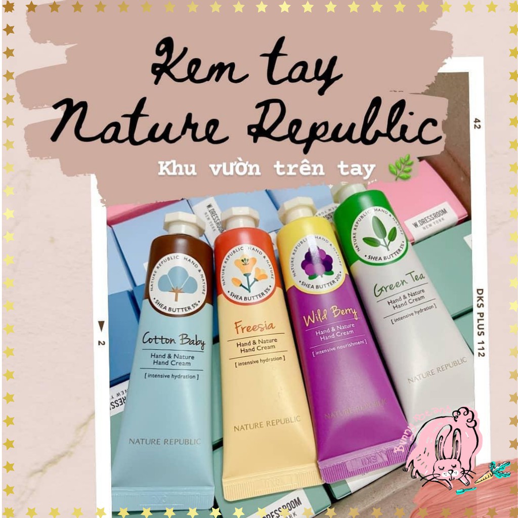 Kem dưỡng tay mềm mịn Nature Republic Hand & Nature Hand Cream 30ml đủ mùi