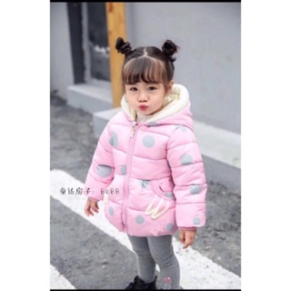 Áo khoác phao mũ tai thỏ cho bé gái siêu ấm, siêu xinh (có 3 màu hồng, vàng, xanh)