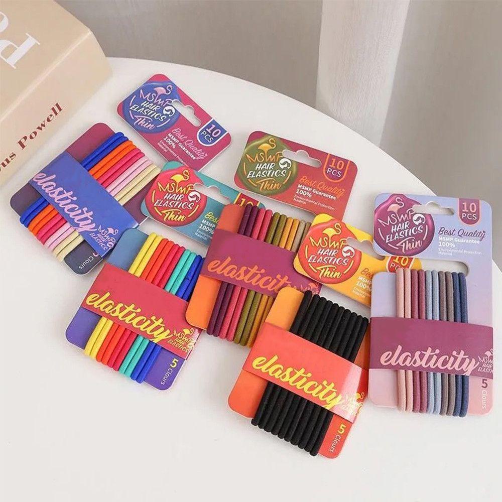 Set 10 Dây Buộc Tóc Co Giãn 5cm Phong Cách Châu Âu