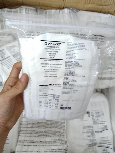 [Hàng Nhật] Bông tẩy trang Muji Cotton Nhật Bản 189 miếng (Japan)