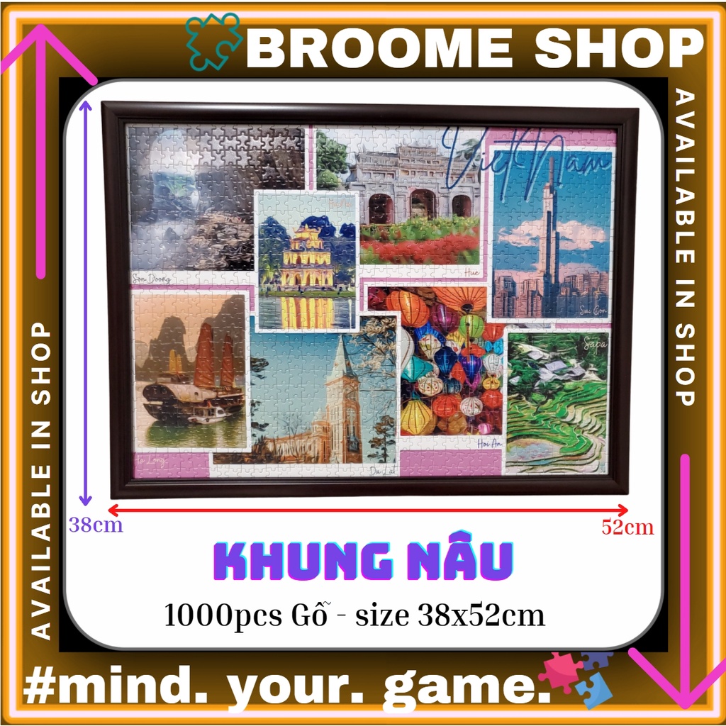 [38x52cm] Khung tranh ghép hình puzzle size 38x52cm Trang trí để bàn hoặc treo tường
