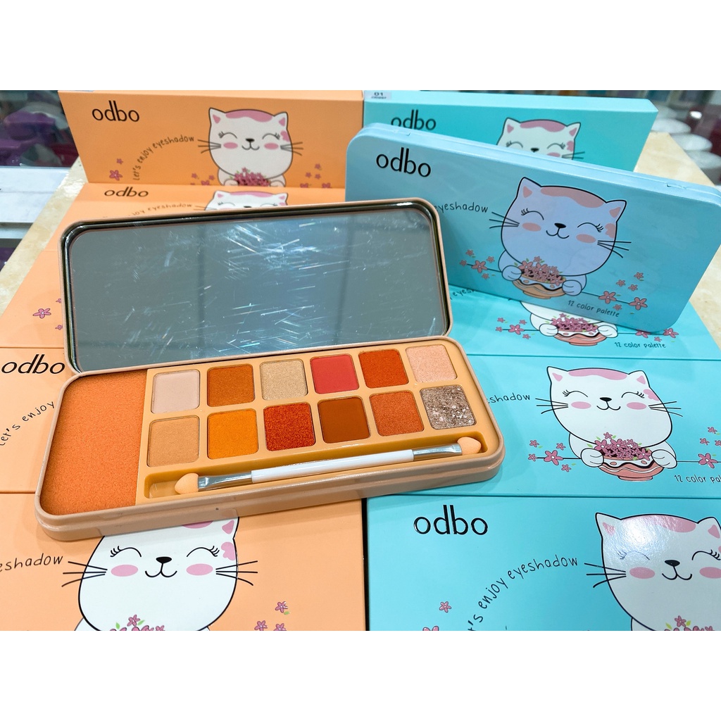 Bảng 12 Ô Phấn Mắt Odbo Mèo Trắng Let's Enjoy Eyeshadow Palette OD297 Thái Lan