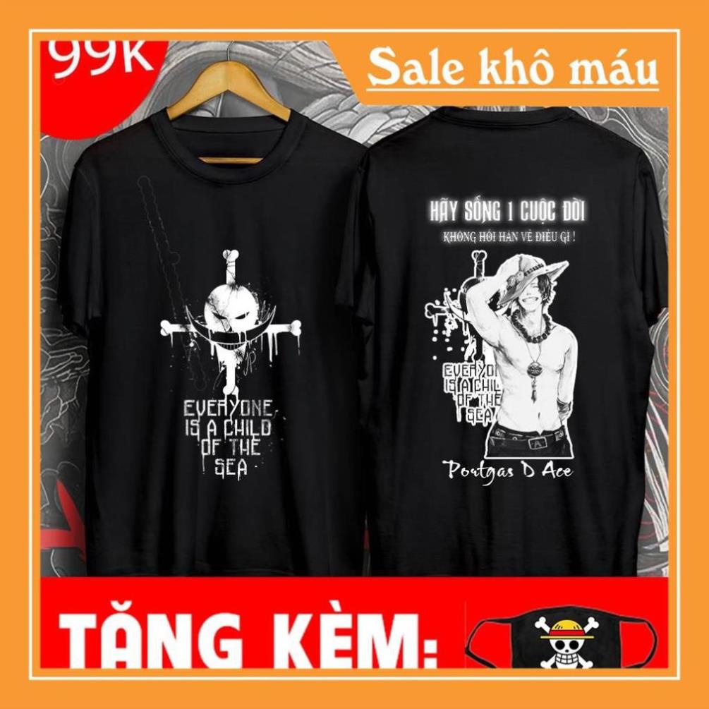 [SIÊU RẺ] ÁO ONE PIECE ACE | ÁO THUN ONE PIECE đẹp tặng kèm bịt mặt ONE PIECE cực ngầu