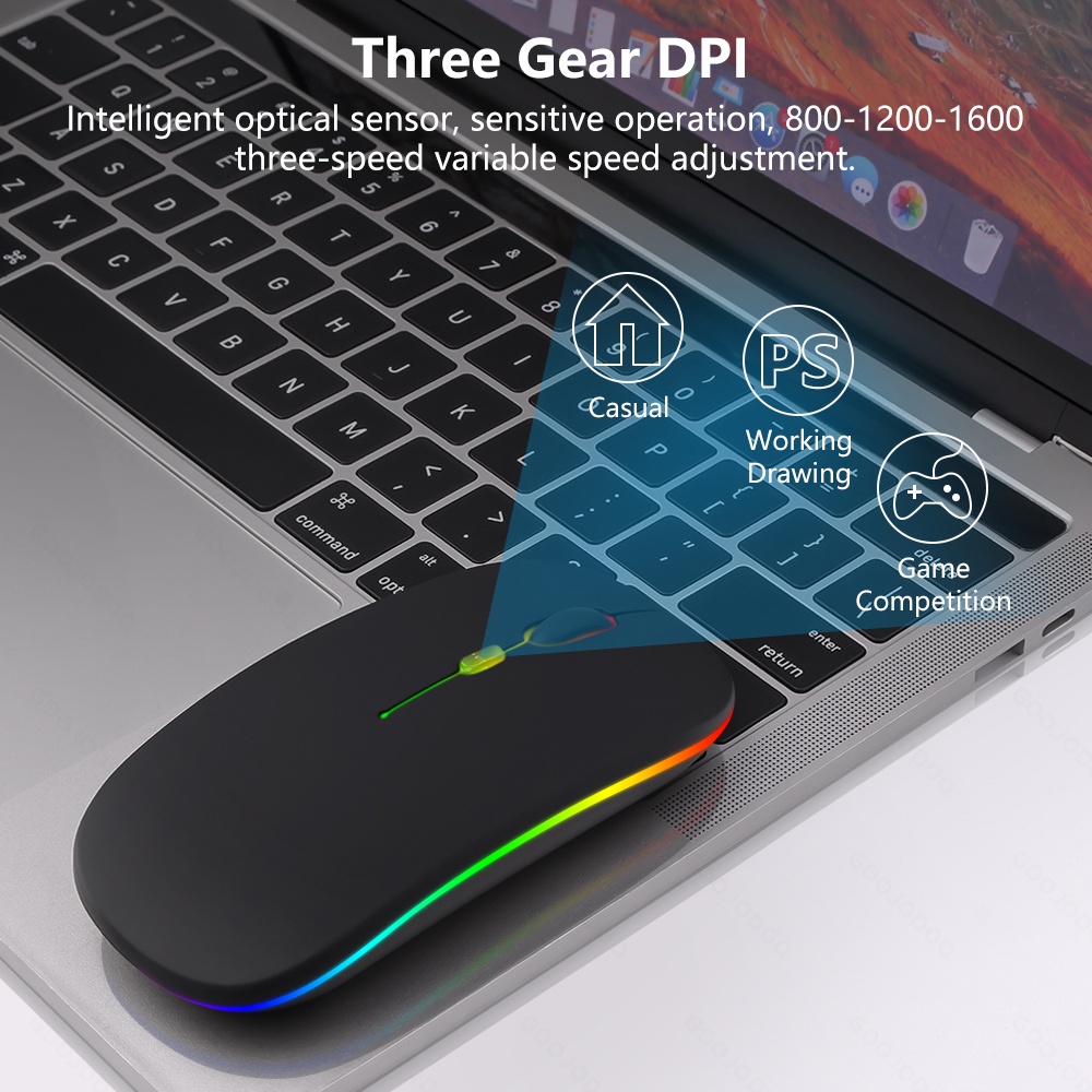Chuột ko dây bluetooth GOOJODOQ im lặng siêu mỏng có đèn LED dành cho máy tính xách tay tablet táo PC | BigBuy360 - bigbuy360.vn