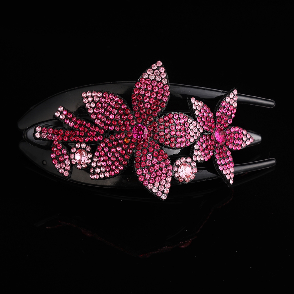 Kẹp tóc họa tiết hoa đính đá thời trang cho nữ