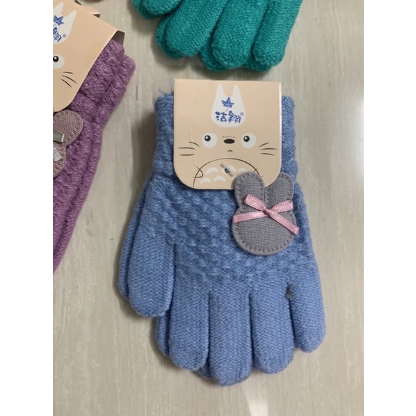 (1đôi) găng tay len dày dặn gắn hình thỏ xinh xắn cho các bé từ 3-7tuổi.