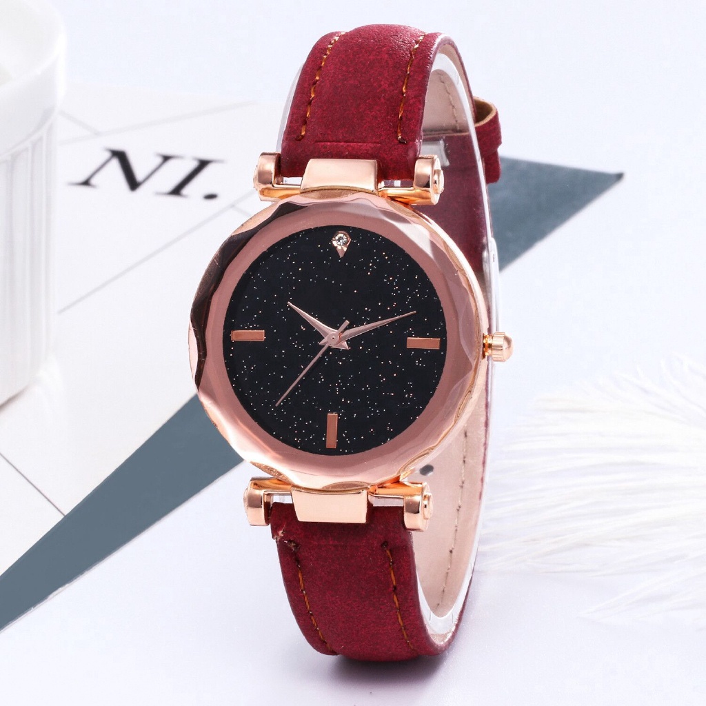 Kegllect Đồng Hồ Nữ Dây Da Mặt Hình Ngôi Sao