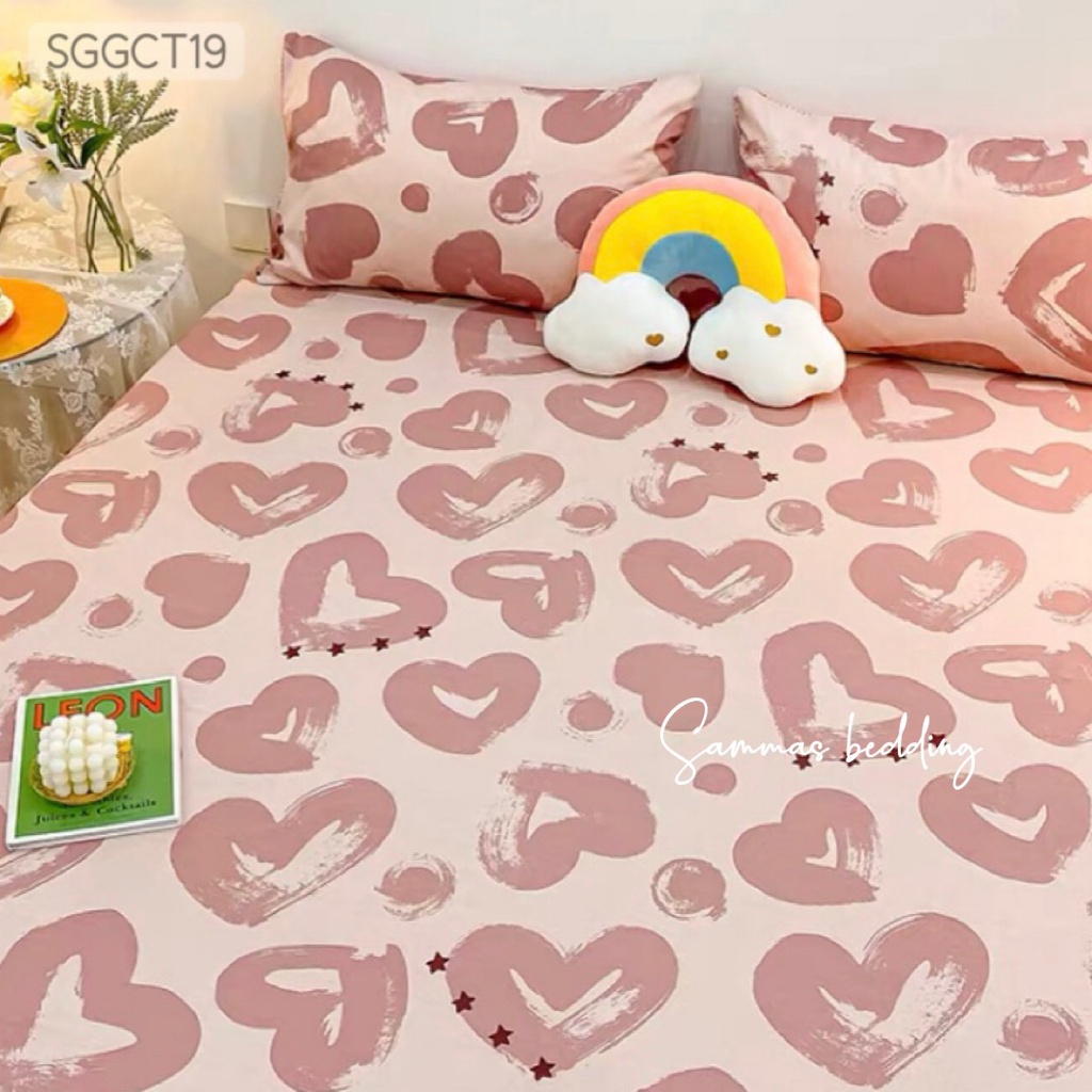 Ga Trải Giường Cotton Hoa Nhí Xanh , Bộ Drap Kèm Vỏ Gối