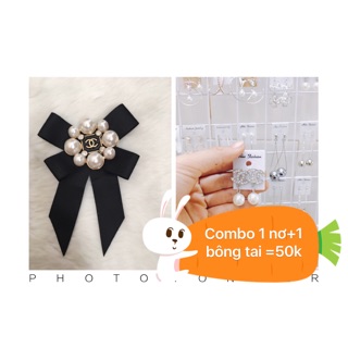 Combo 1nơ cài áo + 1 bông tai