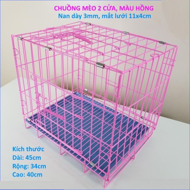 Hanpet.GV- Chuồng nuôi chó mèo dưới 5kg dạng lồng gấp gọn sơn tĩnh điện Màu ngẫu nhiên SD45 + SD35