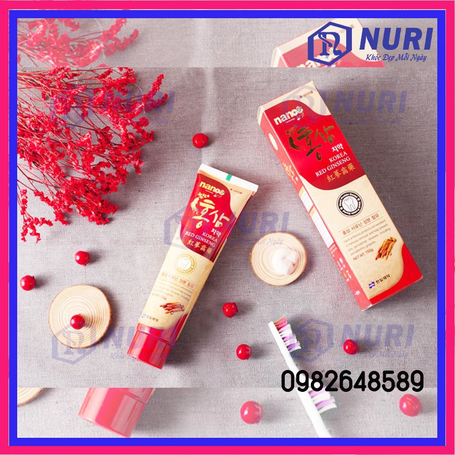 [Chính Hãng] Kem Đánh Răng  Hồng Sâm Nano Hàn Quốc Chống Viêm Nướu, Sâu Răng Tuýp 150Gr