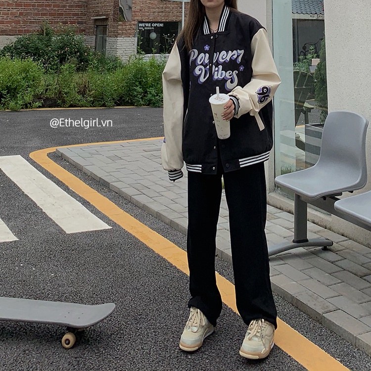 Quần dài thể thao ống rộng lưng thun co giãn màu đen phong cách Hàn Quốc sành điệu cho nữ