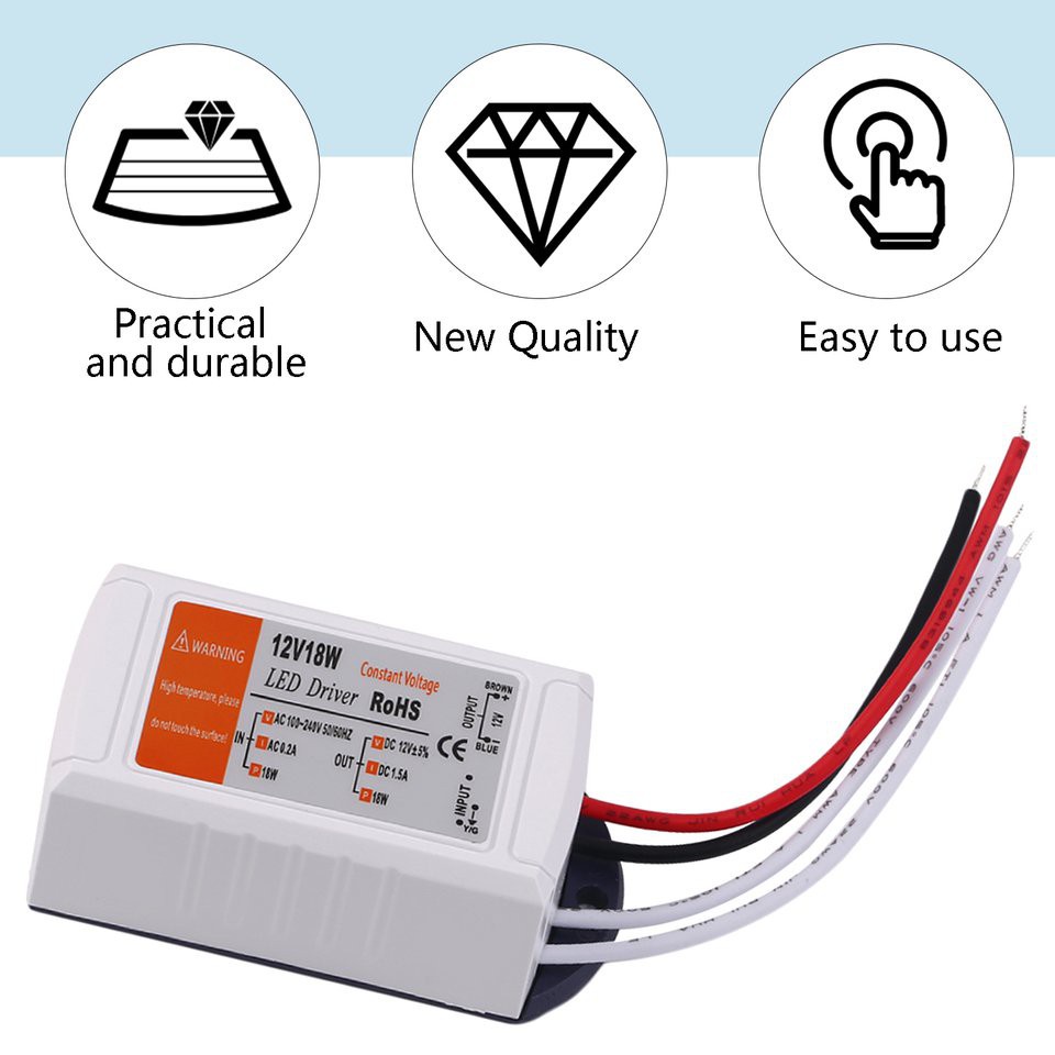 #DEY 18W/28W/48W/72W/100W Power Supply DC 12v LED Driver Adapter Transformer Switch