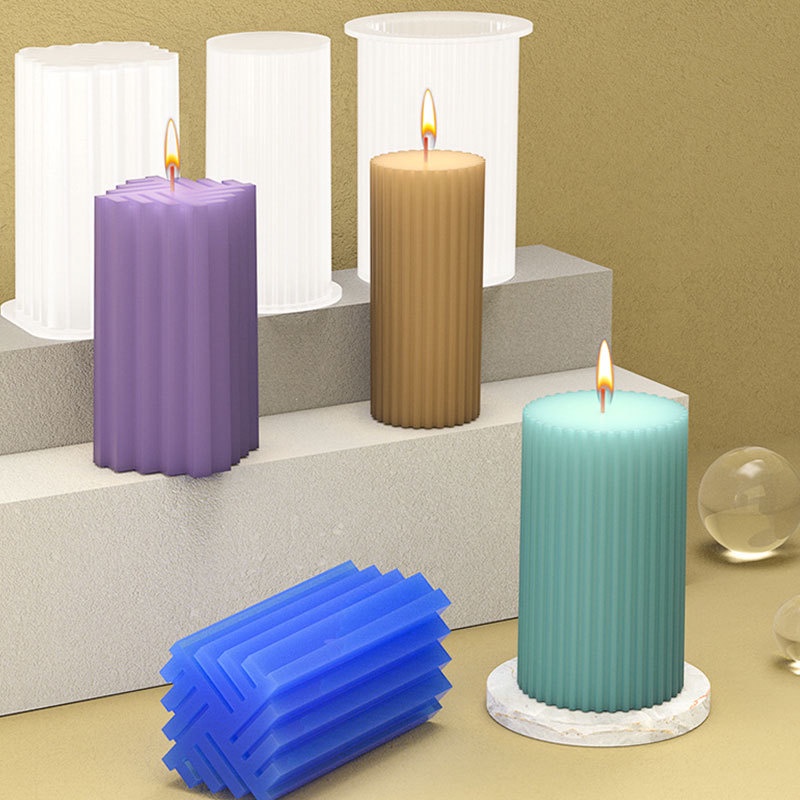 Khuôn Silicone Làm Nến Thơm Hình Trụ DIY