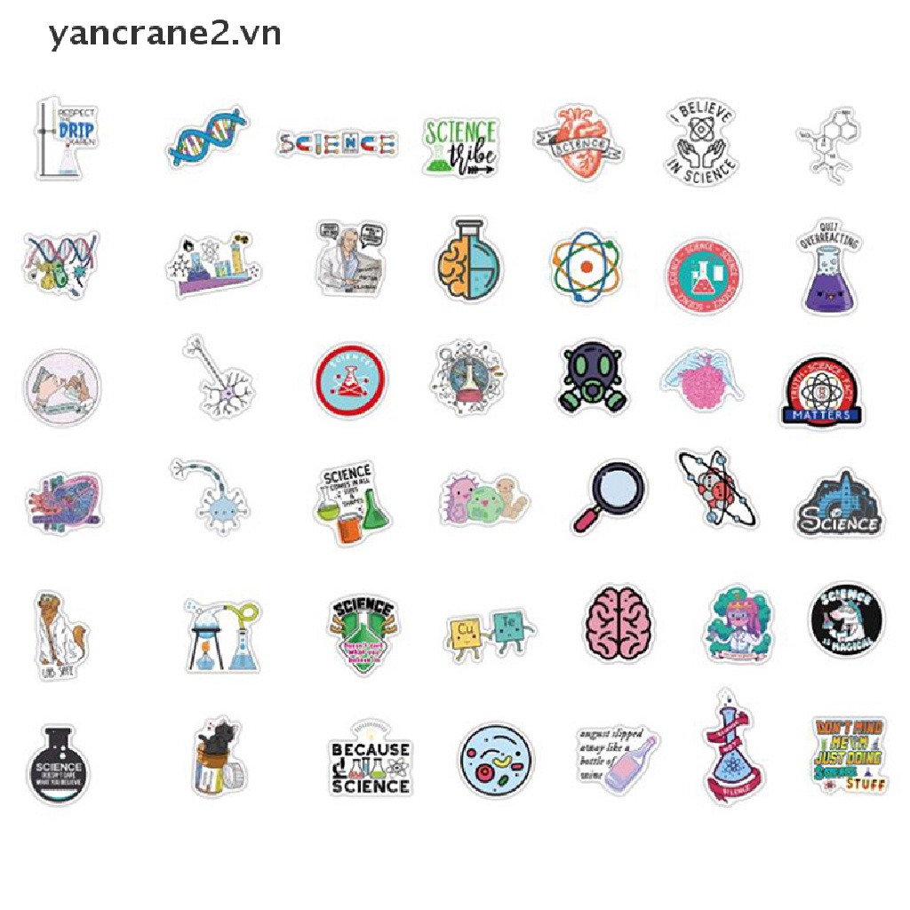 Set 100 Nhãn Dán Hóa Học Cho Laptop / Điện Thoại / Ván Trượt / Va Li