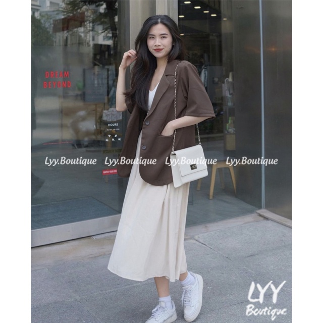 Áo blazer nữ tay ngắn form rộng oversize chất tuyết Hàn Quốc túi nắp 4 màu hot hit LYY BOUTIQUE