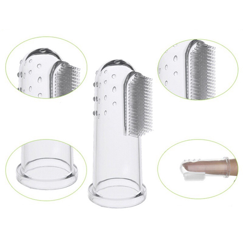 Bàn Chải Silicon Gắn Ngón Tay Vệ Sinh Răng Miệng Cho Bé